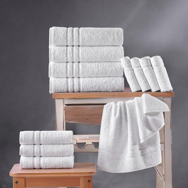 Linen White Bath Towels 4-Pack - 27x54 Inches Soft Lightweight and Highly Absorbent Quick Drying Towels, Premium Quality Perfect for Daily Use - Image 4