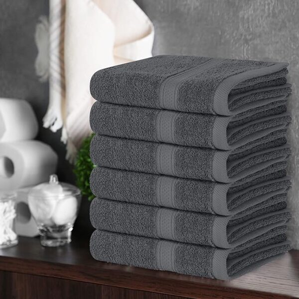 Towels 6 Pack Premium Hand Towels Set, (16 x 28 inches) 100% Ring Spun Cotton, Ultra Soft and Highly Absorbent 600GSM Towels for Bathroom, Gym, Shower, Hotel, and Spa (Grey)