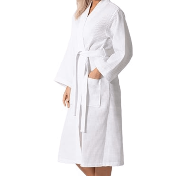 Turkish Linen Waffle Knit Lightweight Kimono Spa & Bath Robes for Women - Quick Dry - Soft - Image 2