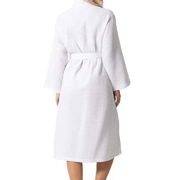 Turkish Linen Waffle Knit Lightweight Kimono Spa & Bath Robes for Women - Quick Dry - Soft - Image 3