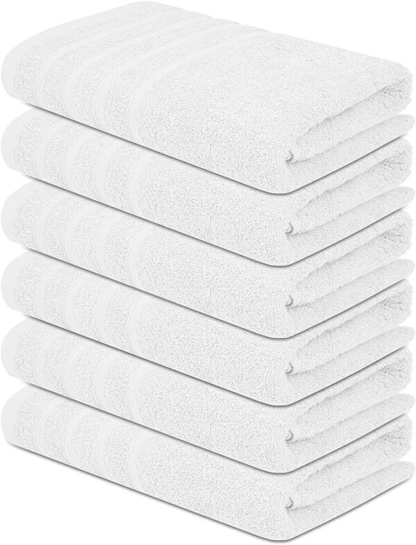 White Bath Towels Pack of 6-24x48 inch Cotton Terry Towels for Bathroom Highly Absorbent, Soft Feel, Quick Dry, Lightweight Bath Towel for Shower, Pool, Gym, SPA, Hotel & Daily Use Towels